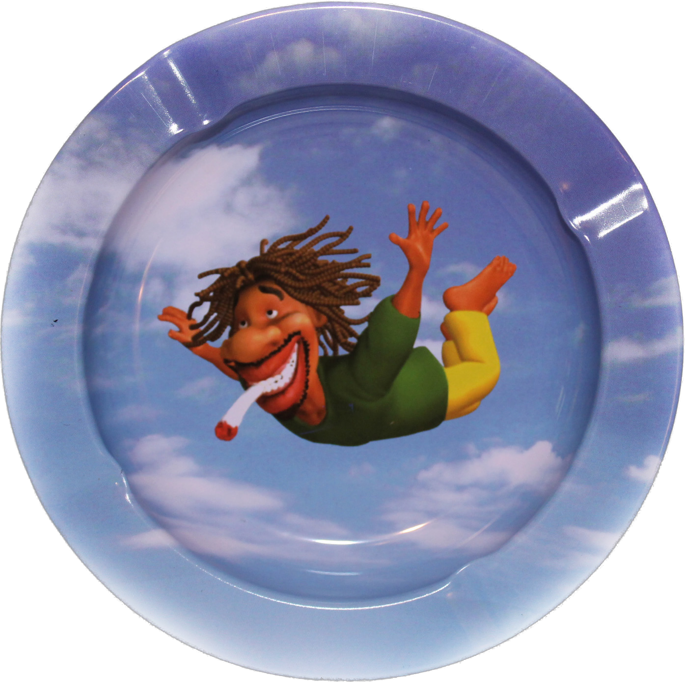 This vintage-style Flying Rasta Man Ashtray is a fun addition to any home or office. It's made of tin metal and measures 5 1/4 inches in diameter.
Always select style (in the drop down menu above) and quantity before purchasing your ashtray !!!!!