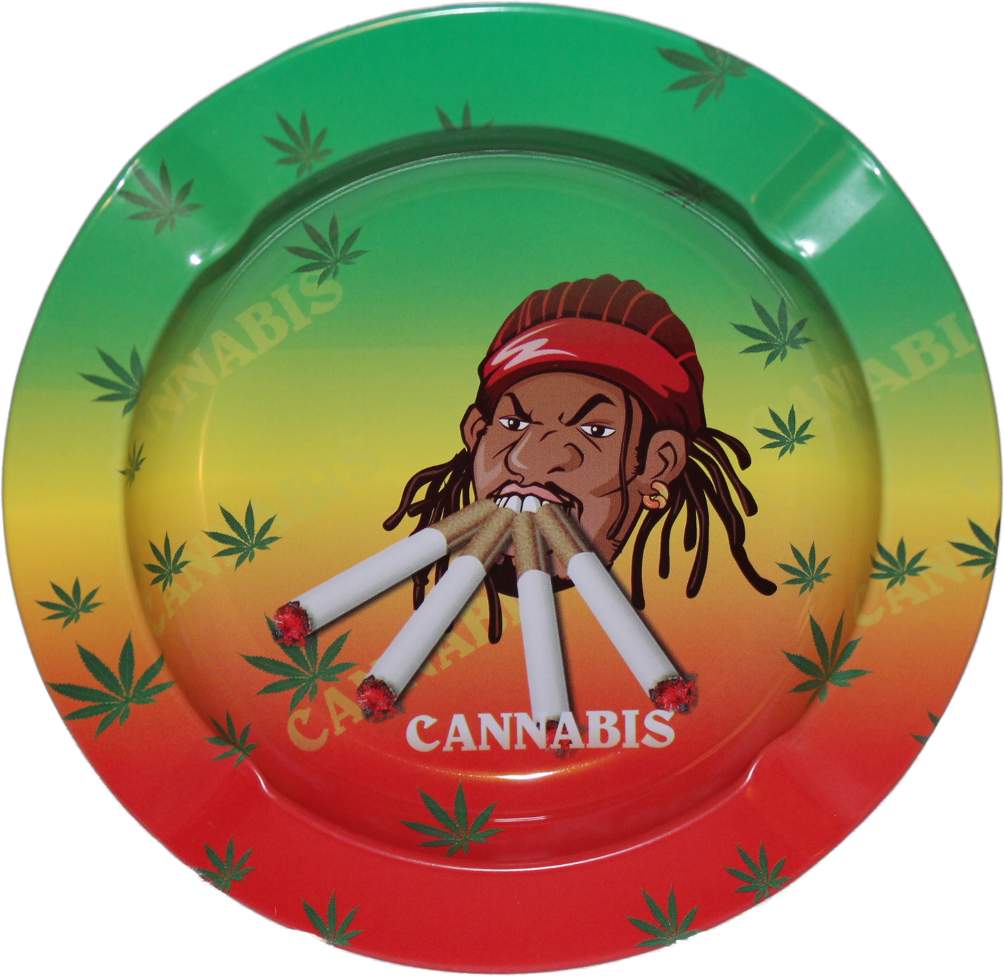 This vintage-style Rasta Man Ashtray is the perfect addition to any home or office. It's made of tin metal and measures 5 1/4 inches in diameter.
Always select style (in the drop down menu above) and quantity before purchasing your ashtray !!!!!
