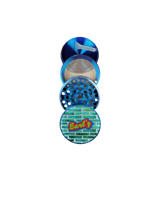 Earl'z 50 mm 4 Piece Grinder with Scraper is the perfect size for grinding your herbs. It's made of durable metal and comes with a handy scraper.