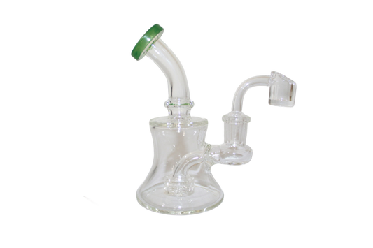 GB Banger Dab Rig, Clear with green top, Includes clear dab bowl
