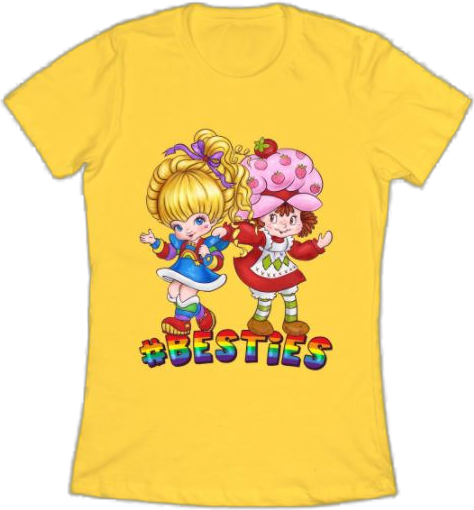 This rainbow bright and strawberry shortcake besties t-shirt is a super fun and nostalgic T-Shirt. It's sure to become a favorite!