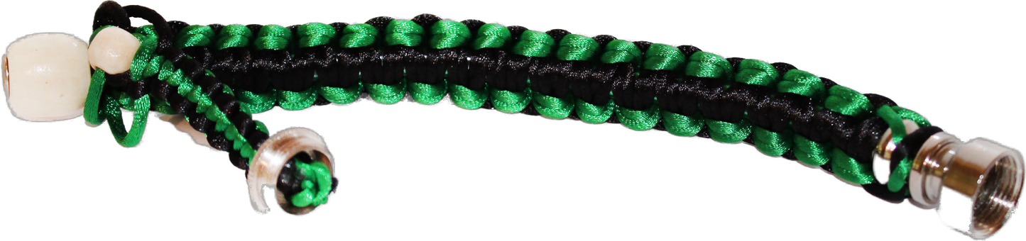 This Black and Green Bracelet Black and Green Bracelet Pipe is perfect for your backpack or bike. It has a 10" cord.