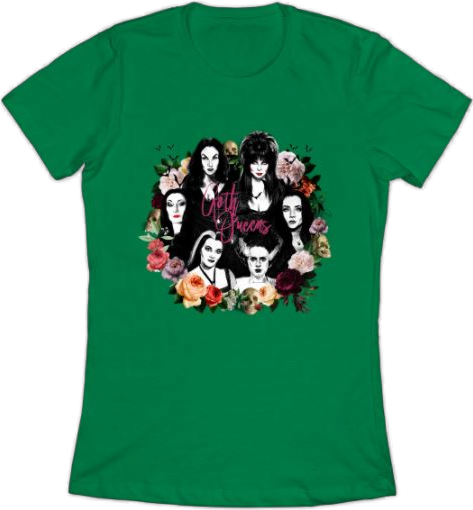 All the queens of Goth t-shirt fun! This shirt is a must-have for any Goth enthusiast.