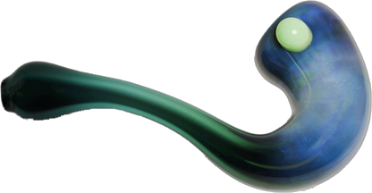 Lake Green Fumed Glass Sherlock Pipe. This Sherlock pipe is made from high-quality glass. This pipe is adorned with a fumed green finish.