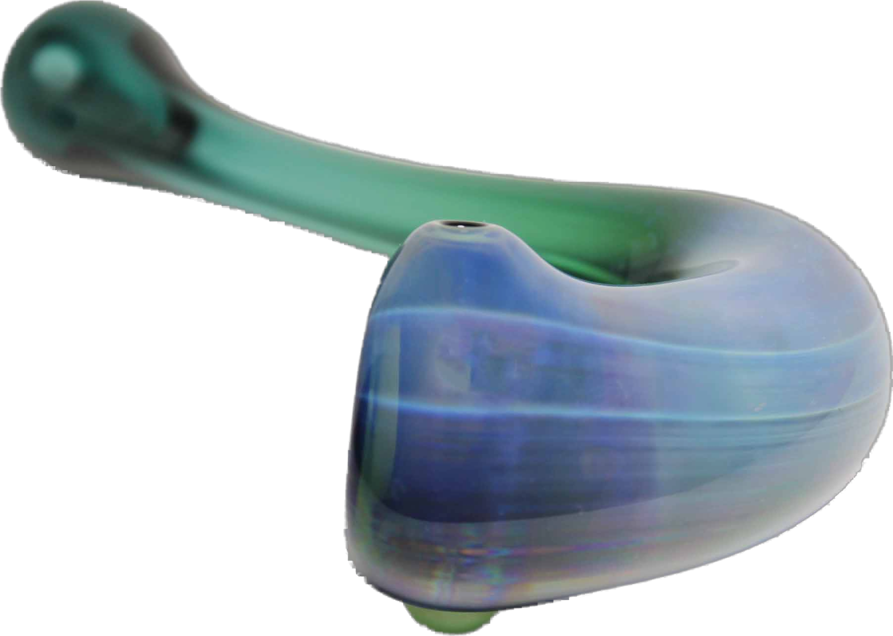 Lake Green Fumed Glass Sherlock Pipe. This Sherlock pipe is made from high-quality glass. This pipe is adorned with a fumed green finish.