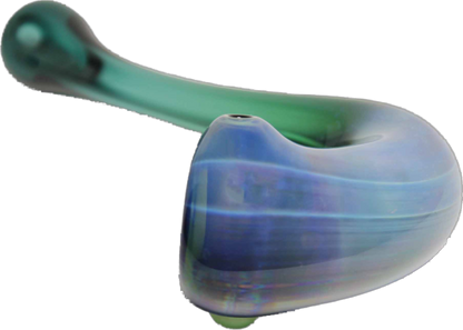 Lake Green Fumed Glass Sherlock Pipe. This Sherlock pipe is made from high-quality glass. This pipe is adorned with a fumed green finish.