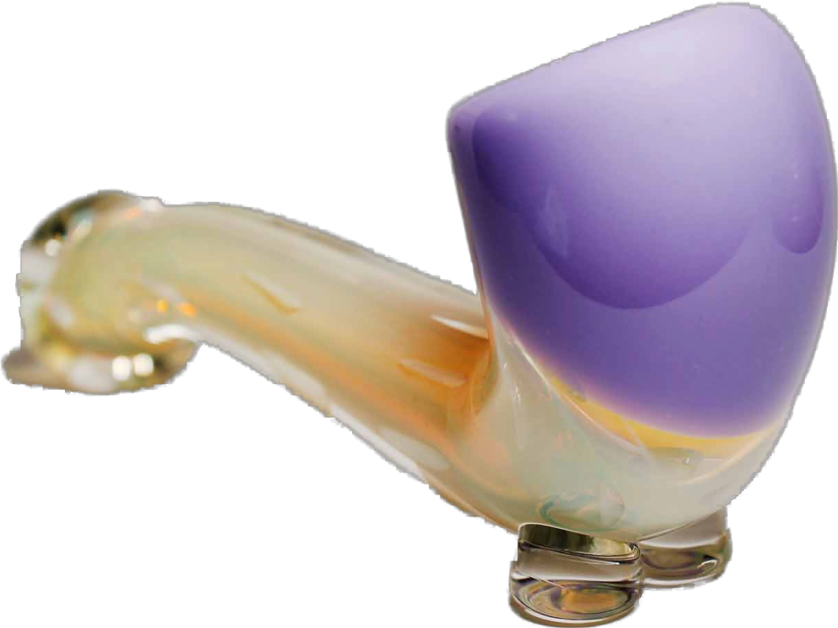 Premium Purple and Clear Gold Fumed Color Changing Glass Pipe. This glass pipe has a sleek feel and smooth hits. This one has different colors that change as you smoke, making it a pleasant experience.