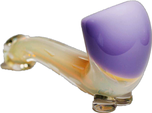 Premium Purple and Clear Gold Fumed Color Changing Glass Pipe. This glass pipe has a sleek feel and smooth hits. This one has different colors that change as you smoke, making it a pleasant experience.