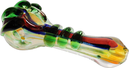 5" Multicolor Gold Fumed Color Changing Glass Pipe. This pipe has a claw-shaped bowl. It's made of glass and changes color when you smoke it.