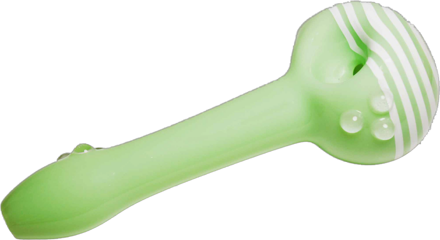 This 5" Hand Blown Pastel Green White Swirl Glass Smoking Pipe is hand blown and made of heavy-duty glass. It's durable and easy to clean. 