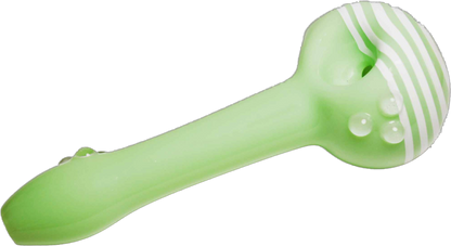 This 5" Hand Blown Pastel Green White Swirl Glass Smoking Pipe is hand blown and made of heavy-duty glass. It's durable and easy to clean. 