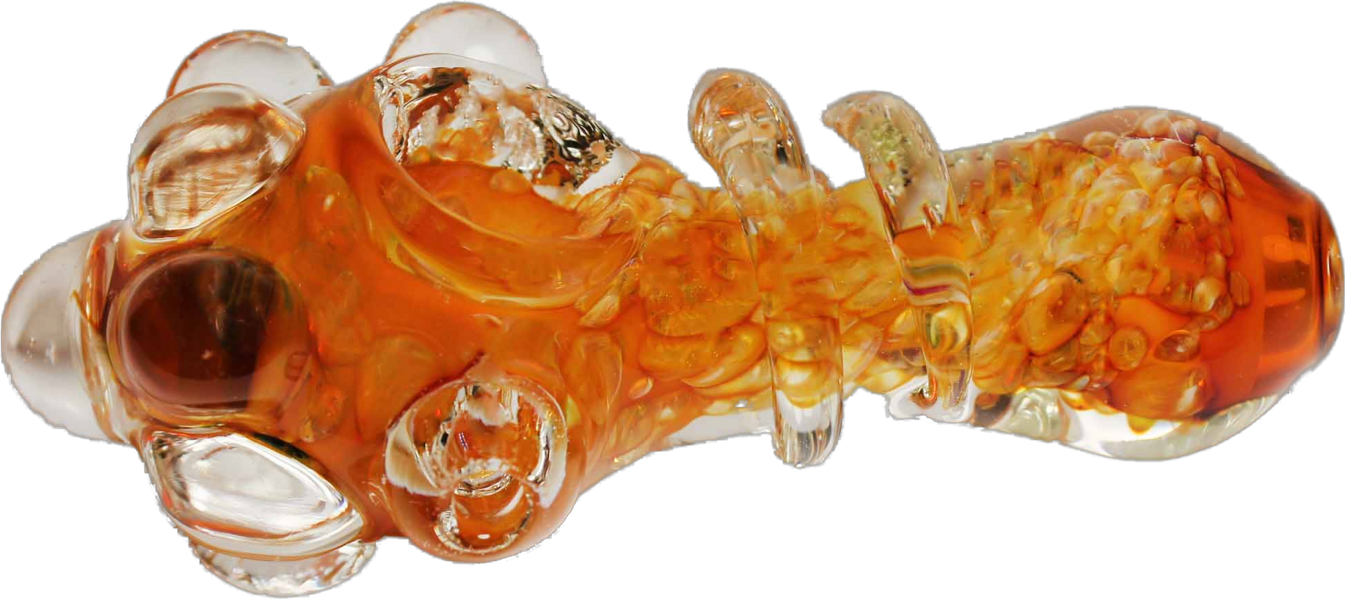 This 4" Classic Clear and Gold Fumed Color Changing Pipe is made of glass. It has an amazing design and changes colors while you're smoking.