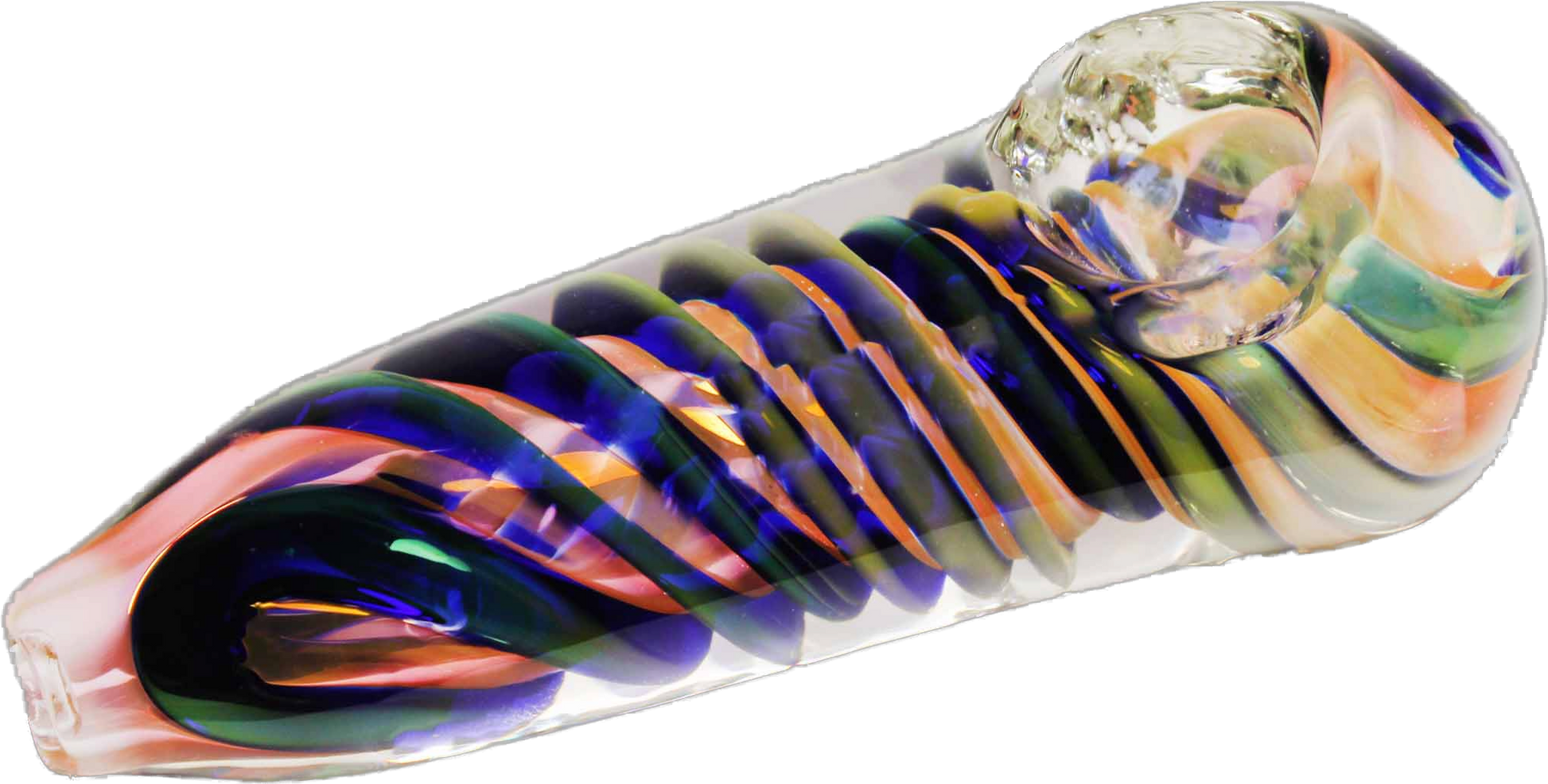 This multi color swirl glass smoking pipe is a one-of-a-kind work of art. It's a high quality collectible glass pipe.