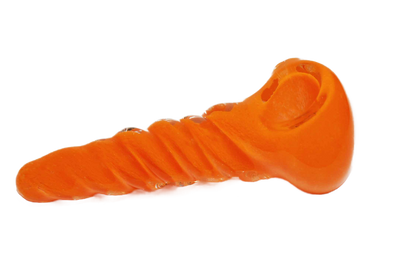 This is a beautiful thick glass 4" ORANGE UNICORN STEM smoking pipe with a vivid orange colored stem.