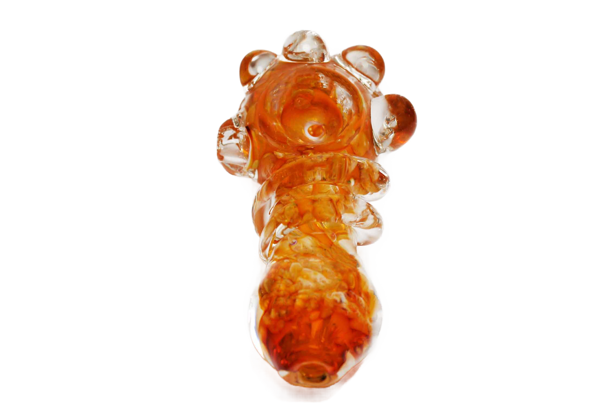 This 4" Classic Clear and Gold Fumed Color Changing Pipe is made of glass. It has an amazing design and changes colors while you're smoking.