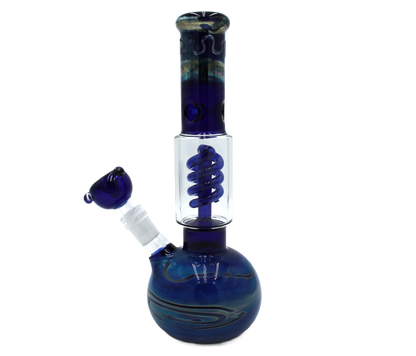 This Blue Galaxy Water Pipe has an ice catcher and percolator for a smooth smoking experience. It's made of high-quality thick glass, is 11 inches tall, and weighs 1.5 pounds.