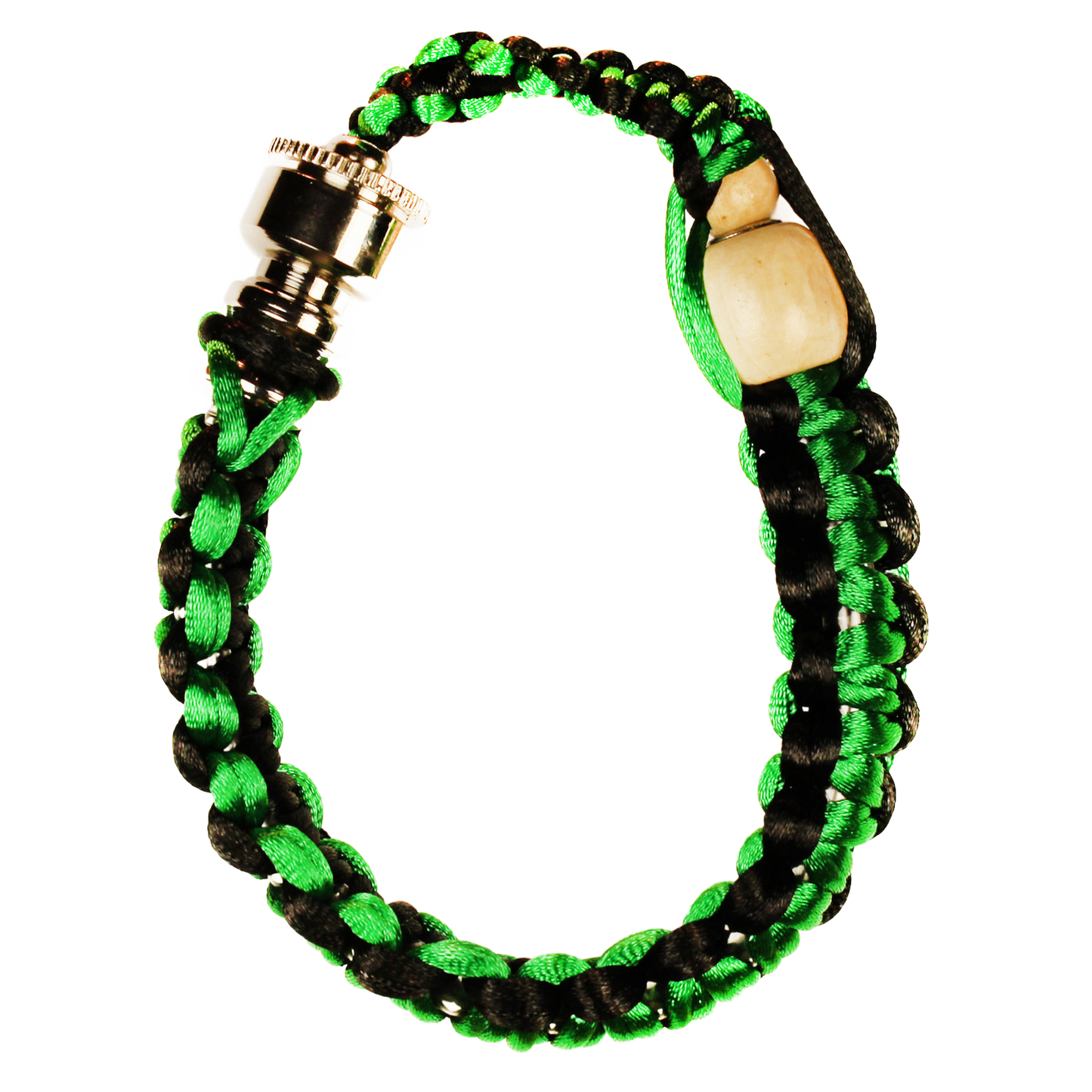 This Black and Green Bracelet Black and Green Bracelet Pipe is perfect for your backpack or bike. It has a 10" cord.