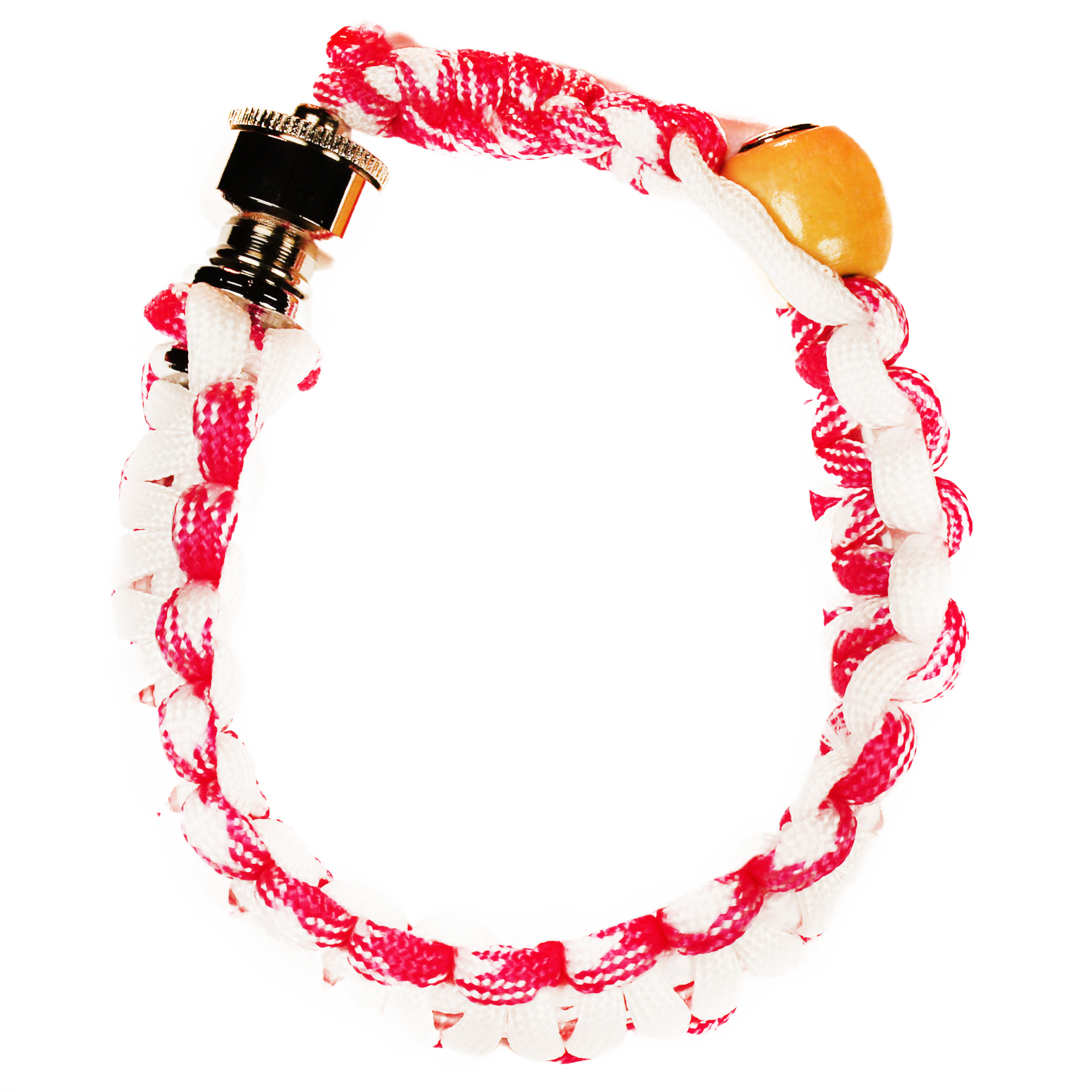 This Pink and White Bracelet Black and Green Bracelet Pipe is perfect for your backpack or bike. It has a 10" cord.