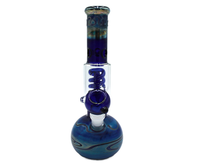 This Blue Galaxy Water Pipe has an ice catcher and percolator for a smooth smoking experience. It's made of high-quality thick glass, is 11 inches tall, and weighs 1.5 pounds.