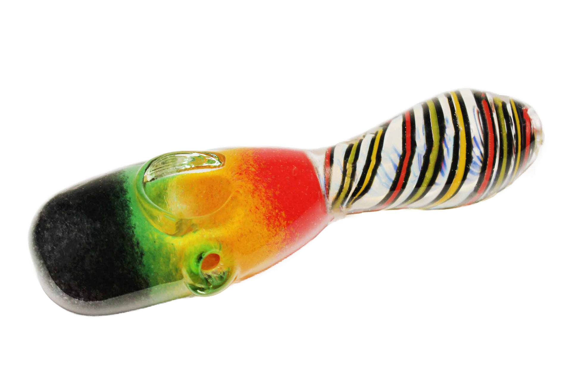 The 5'' Glass Rasta Hand Pipe is a multi-colored hand blown glass pipe. It's thick glass and feels nice in your hand. It delivers smooth hits.