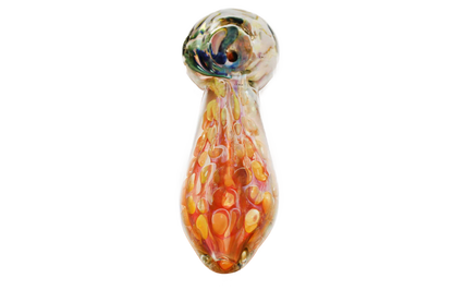 This is the Golden Fumed Premium Glass Smoking Pipe. It's made of high-quality glass and has a unique design.