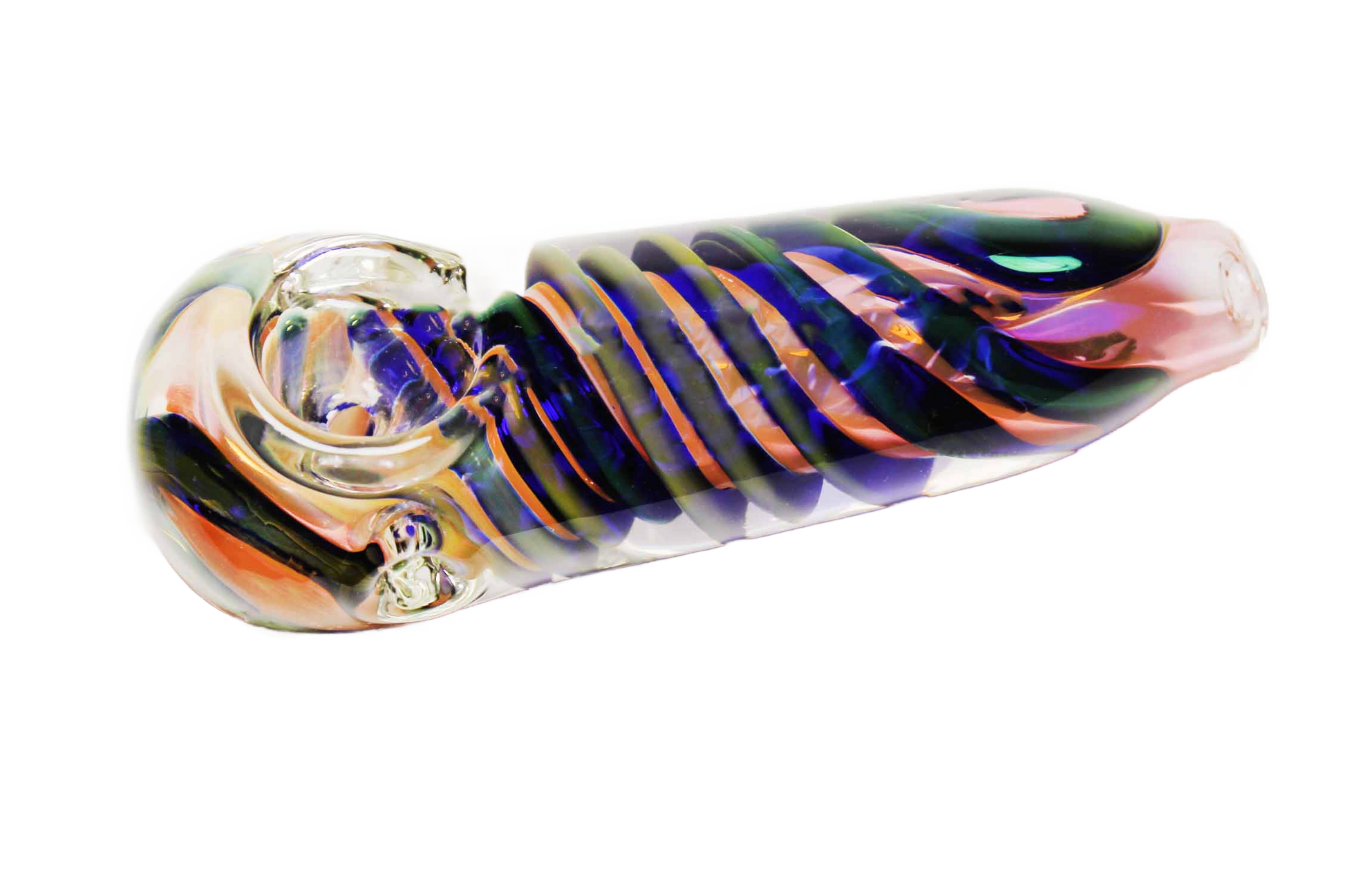 This multi color swirl glass smoking pipe is a one-of-a-kind work of art. It's a high quality collectible glass pipe.