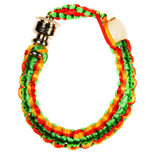 This Rasta Bracelet Black and Green Bracelet Pipe is perfect for your backpack or bike. It has a 10" cord.