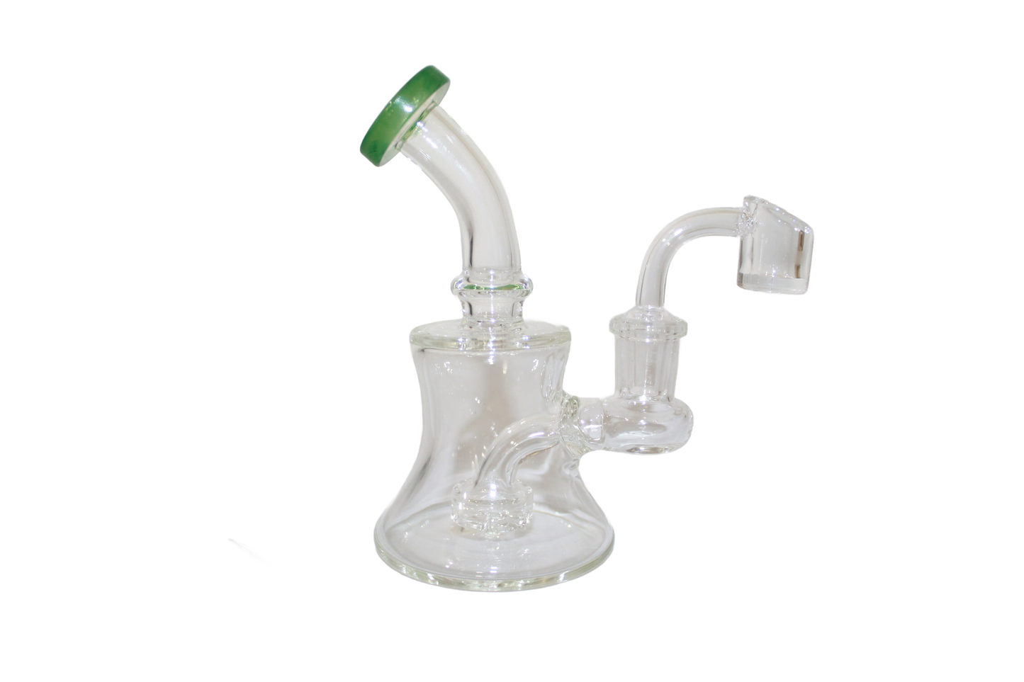 This is a 24K Magic Quartz Banger with accessories. It includes a quartz banger, a blue and white carb cap, two green glass beads, and a cleaning brush.


Includes:
1 piece Quartz Banger
1 Piece Blue and White Carb Cap
2 Piece Green Glass Beads
1 Piece Cleaning Brush