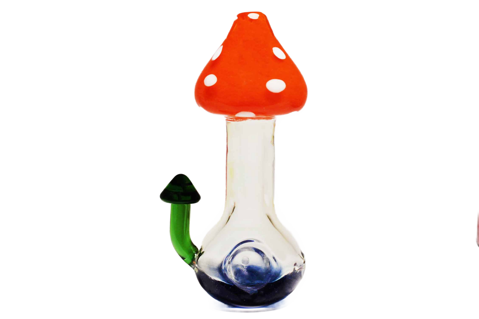 This hand-blown glass smoking pipe is a work of art that you can enjoy. It has a very unique design that looks like a mushroom.&nbsp;