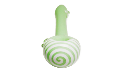 This 5" Hand Blown Pastel Green White Swirl Glass Smoking Pipe is hand blown and made of heavy-duty glass. It's durable and easy to clean.