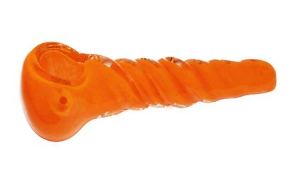 This is a beautiful thick glass 4" ORANGE UNICORN STEM smoking pipe with a vivid orange colored stem.