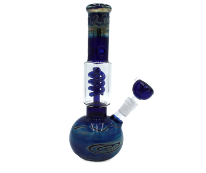 This Blue Galaxy Water Pipe has an ice catcher and percolator for a smooth smoking experience. It's made of high-quality thick glass, is 11 inches tall, and weighs 1.5 pounds.