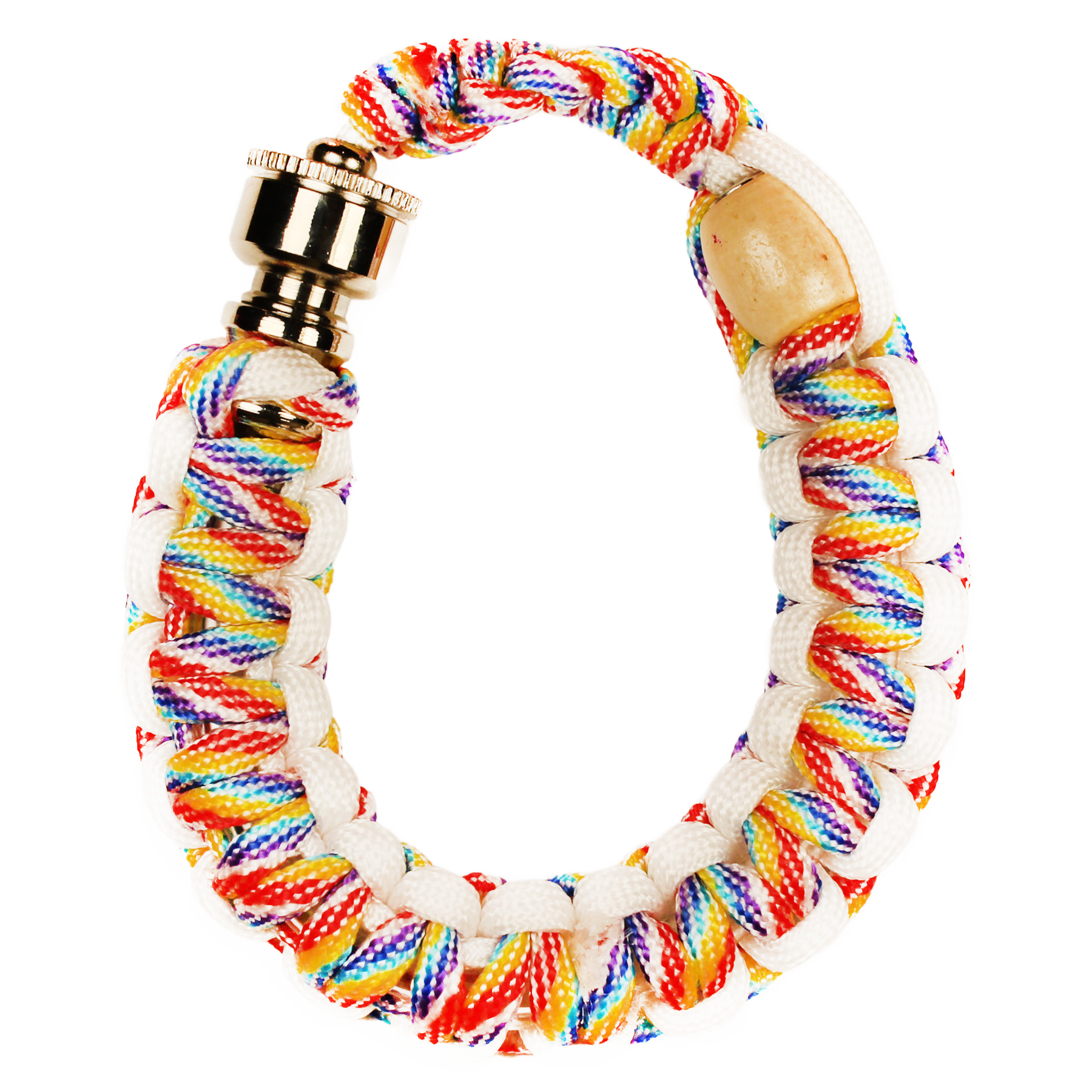 This Rainbow Bracelet Pipe is perfect for your backpack or bike. It has a 10" cord.