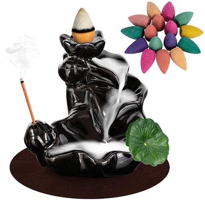 Waterfall Ceramic Incense Burner  with 20 Backflow Cones