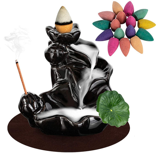 Waterfall Ceramic Incense Burner  with 20 Backflow Cones